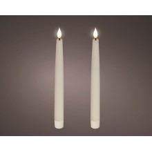 Комплект 2 Led прави свещи 24.5см екрю